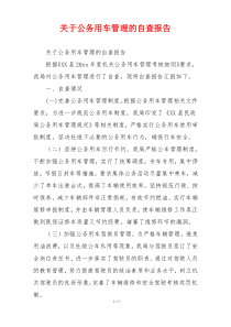 关于公务用车管理的自查报告