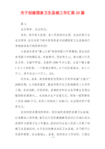 关于创建国家卫生县城工作汇报20篇