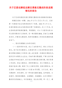 关于区委巡察组巡察反馈意见整改阶段进展情况的报告
