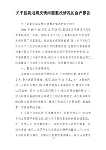 关于县委巡察反馈问题整改情况的自评报告
