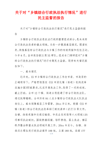 关于对“乡镇综合行政执法执行情况”进行民主监督的报告