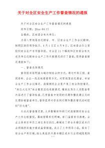 关于对全区安全生产工作督查情况的通报