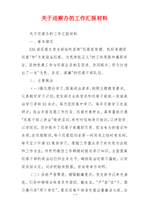 关于巡察办的工作汇报材料