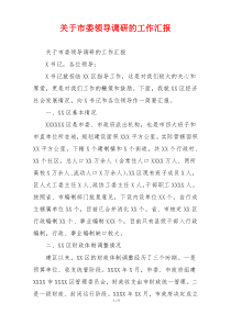 关于市委领导调研的工作汇报