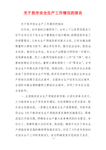 关于我市安全生产工作情况的报告