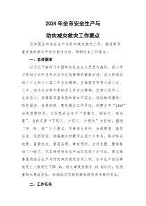 2024年全市安全生产与防灾减灾救灾工作要点