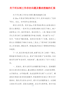 关于河长制工作存在问题及整改措施的汇报
