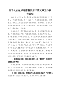 关于扎实做好巡察整改后半篇文章工作报告总结